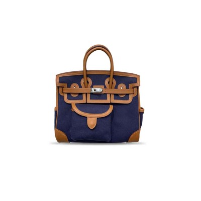 HERMÈS MASTER CARGO BIRKIN 25 SWIFT LEATHER AND CANVAS (25*20*13cm)